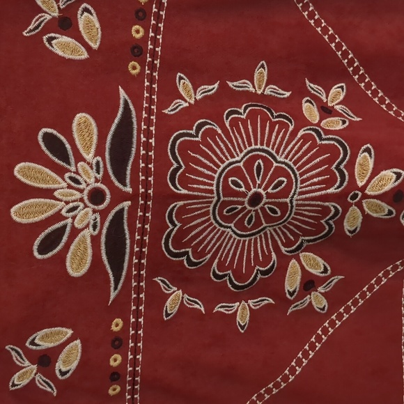 Miami (francesca's), burnt orange skirt embroidered, size Medium - Picture 2 of 4